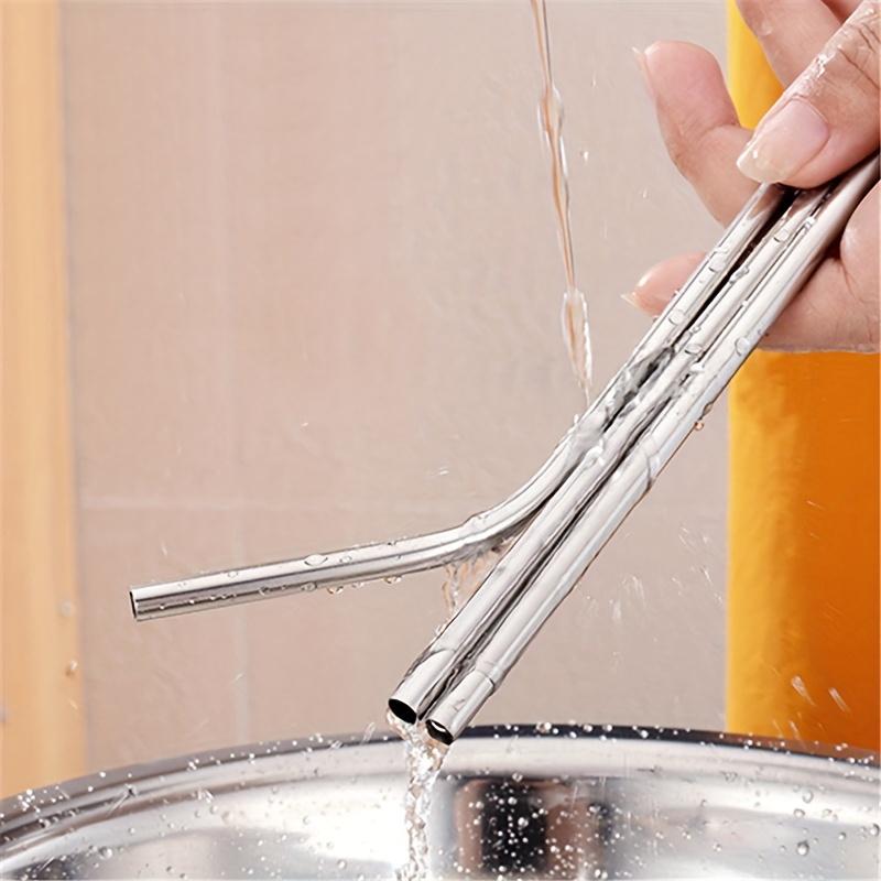 2pcs Stainless Stainless Steel Straw with Cleaning Brush  Replacement Reusable Metal Straws Compatible for 30/40oz Stanley Cup