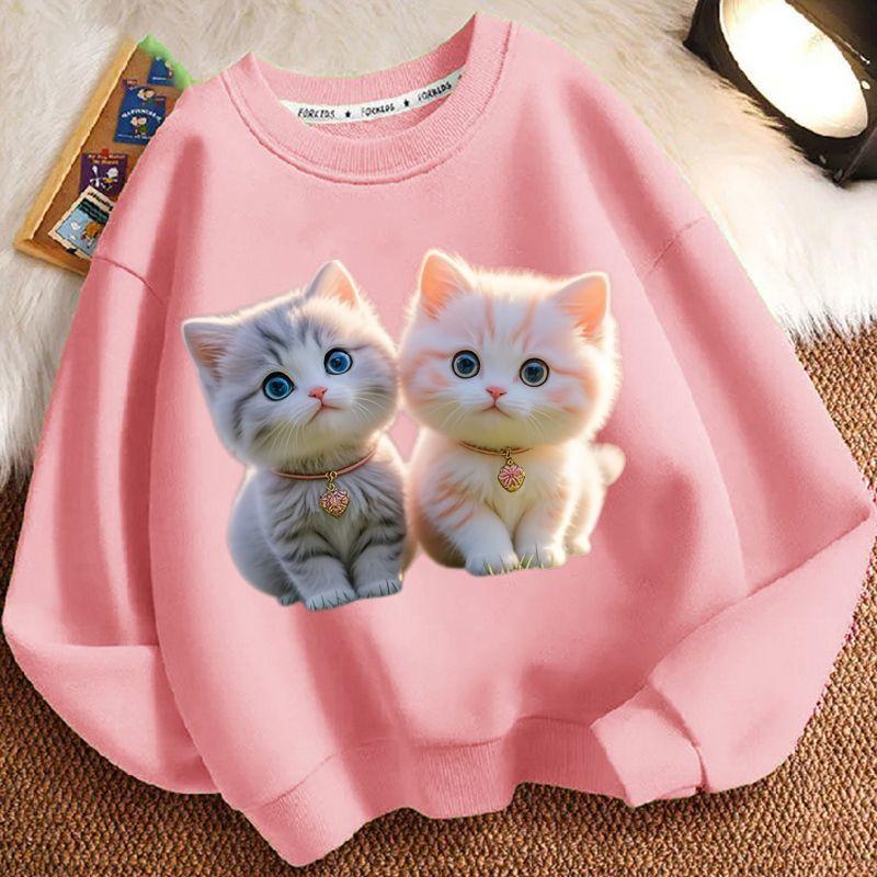 Cute Little Cat Hoodie for Children, Long-sleeved Loose Coat for Boys and Girls in Spring and Autumn