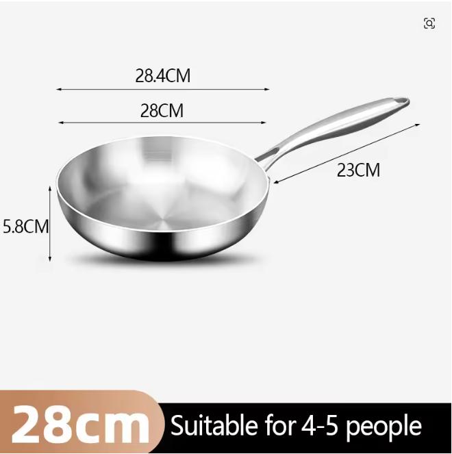 316 Stainless Steel Pan Set - Wok Non-Stick Pan Fried Meat Pot Coating-Free for Kitchen Utensils for Gas Stove Induction Cooktop