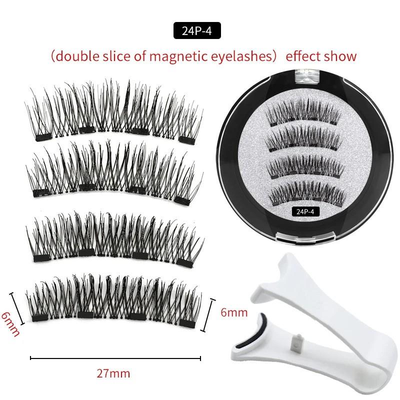 Magnetic False Eyelashes Set With Eyelash Curler Soft Natural Full Strip Reusable No Glue