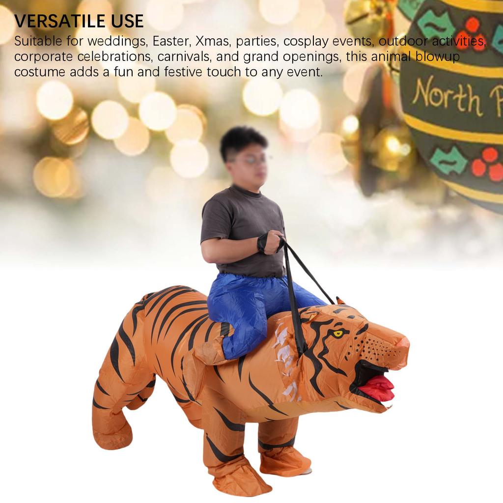 Inflatable Tiger Costume Funny Full Body Blow Up Animal Costume L Size for 150-190cm Body Height with Blower