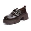 2026 New High Quality Women's Platform Genuine Leather Leather Shoes Fad Belt Buckle Women JK Mary Jane Loafers Zapatos De Mujer