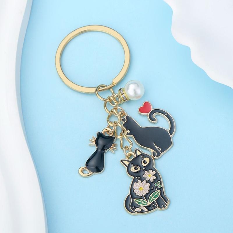 Cute Cats Pet Charm Keychain Chic Cats Figure Bag Hanging Decoration Charm Multipurpose Key Chain Adornment