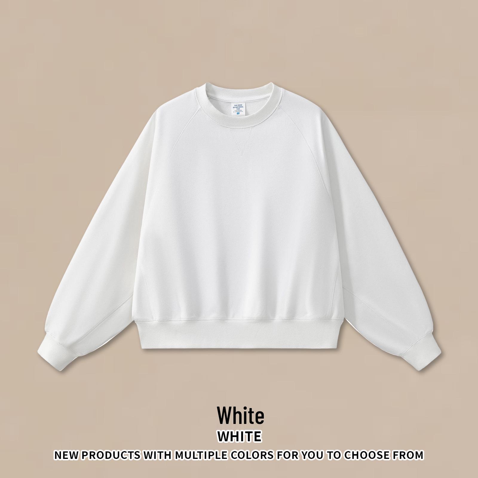 RS Men s Boxy Cow Horn Sleeve Round Neck Patchwork Sweatshirt 420G Heavyweight Medium белый