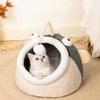 Pet Bed House Semi-closed Cave Tent for Small Animals Removable Cushion Pad