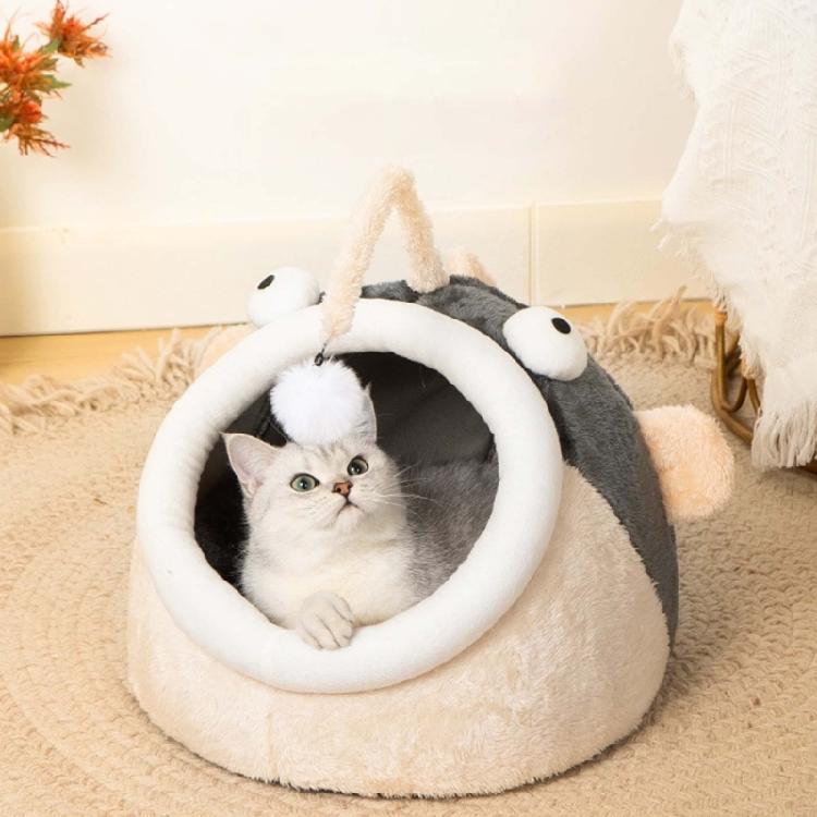 Pet Bed House Semi-closed Cave Tent for Small Animals Removable Cushion Pad