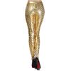 Frauen Skinny Pants Hohl Fischschuppen Shiny Metallic Einfarbig Elastische Taille Damen Rack Band Bühnen Performance Hose Disco