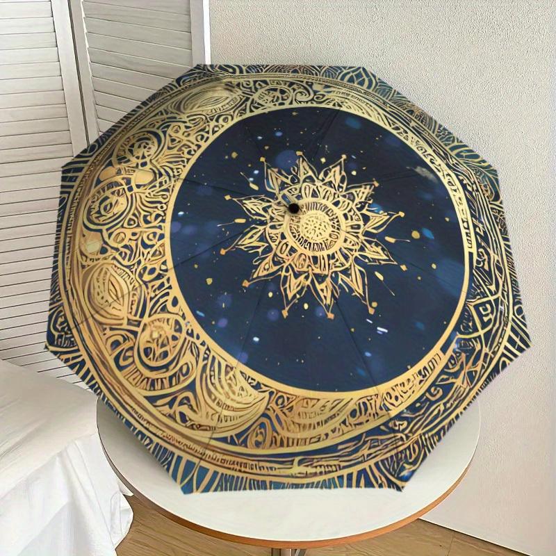 1pc Golden Mandala Themed Umbrella -Home Travel Portable Outdoor Accessories, Multi-functional Umbrella Gift081606