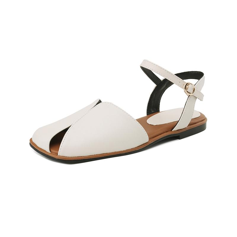 Fashion Women's New Spring/Summer Square Headed Elastic Belt Comfortable Low Heel Large Headed Muller Sandals