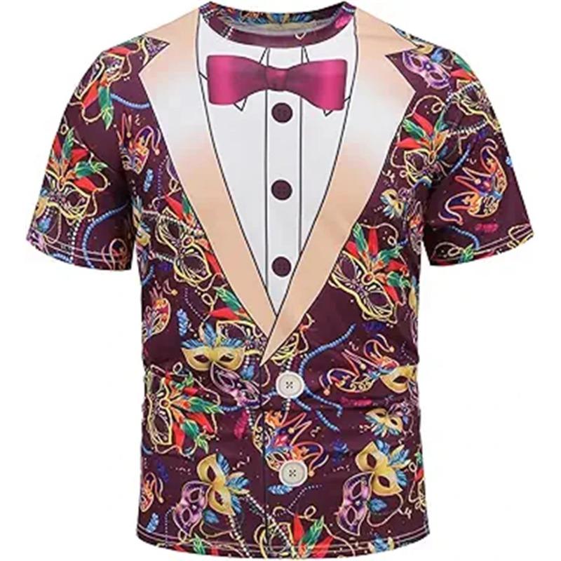 Mardi Gras T Shirt 3d Print Swallowtail Graphic T-shirts Men New Fashion Tee Clothes Holiday Party Cosplay Summer Y2k Clothing