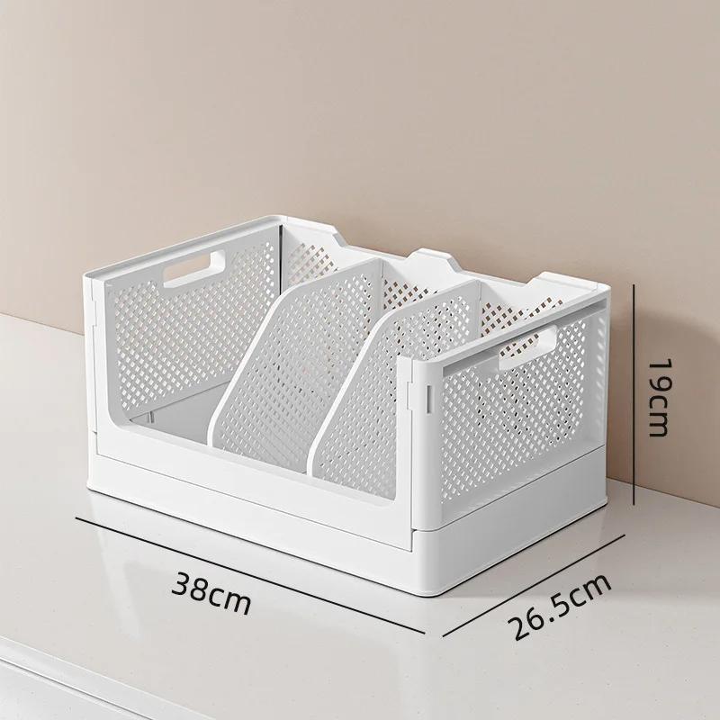 Desktop Book Storage Basket Stackable Large Capacity Folding Storage Box for Sundries Organizer Portable Storage Bin with Handle