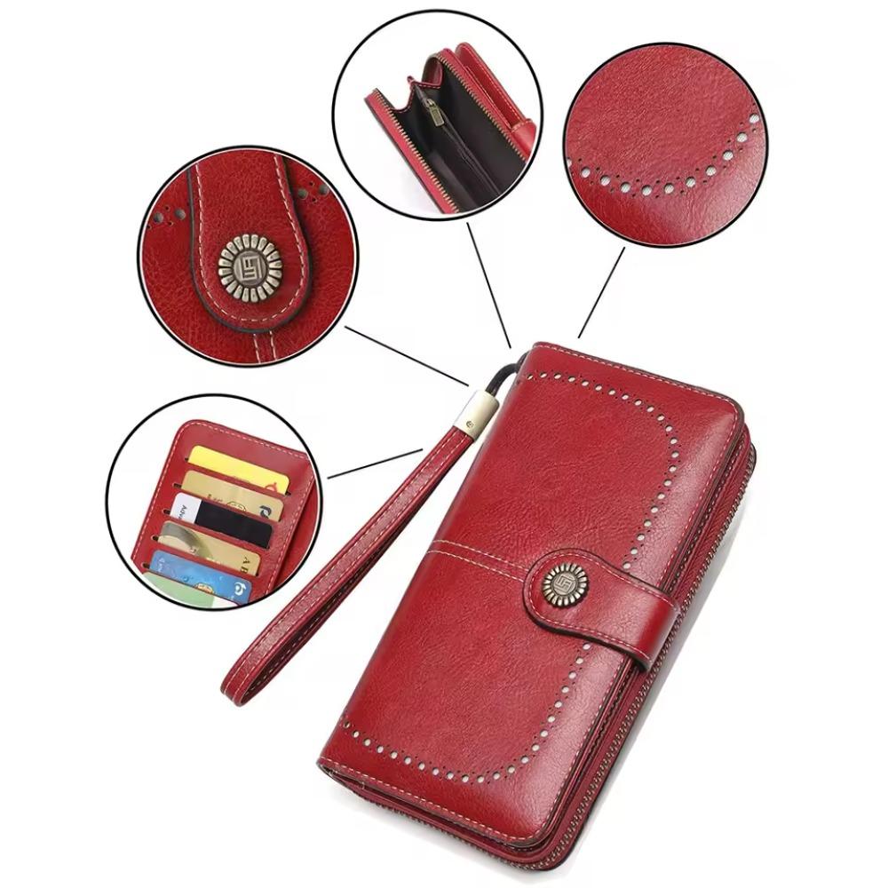 Women Wallet  Anti-theft Leather Wallets for Woman Long Zipper Large Ladies Clutch Bag Female Purse Card Holder