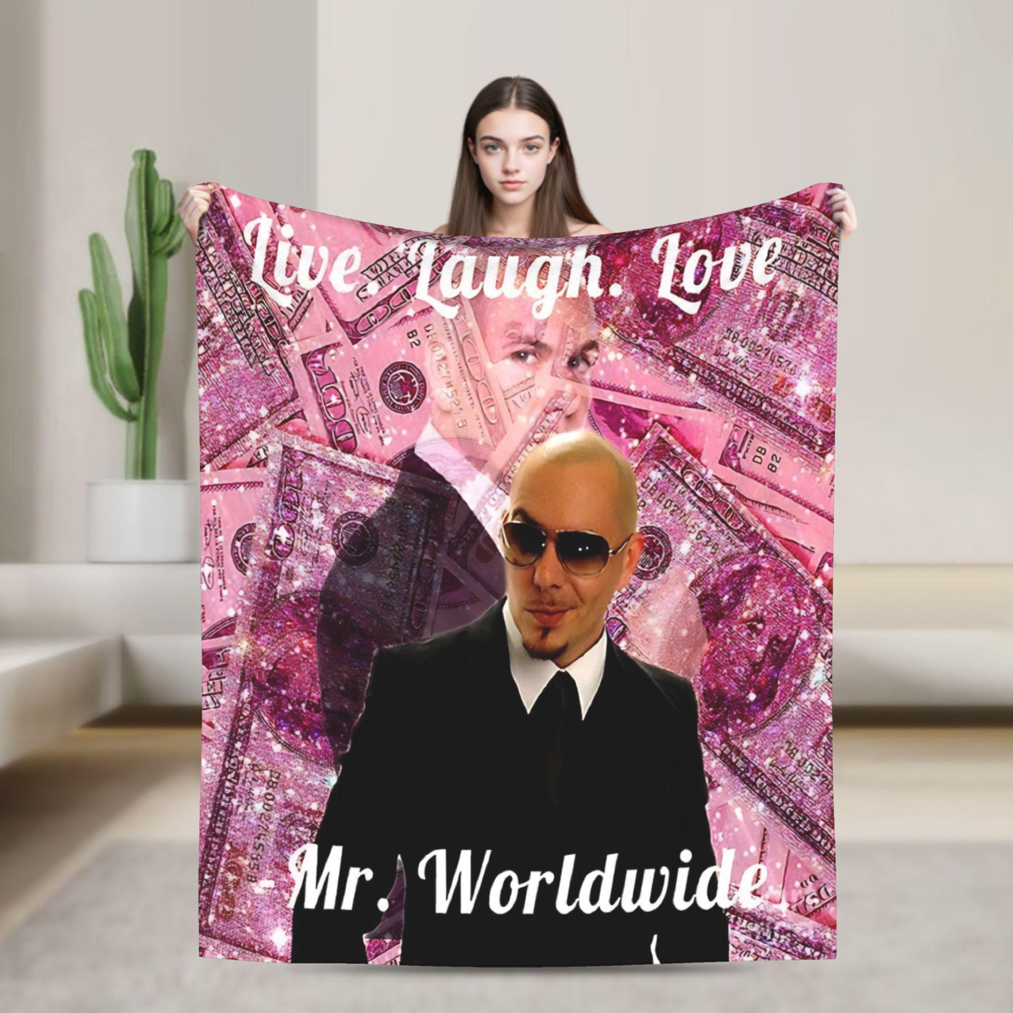 Mr Worldwide Pitbull Singer Blanket Velvet Decoration Dollar Live Laugh Love Thin Throw Blanket for Bedding Bedroom Bedspread 75X95CM