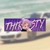 Pink Double Bun Anime THIRSTY Sticker 1PC, 2D Flat Waterproof Vinyl Decal for Car Skateboard Luggage