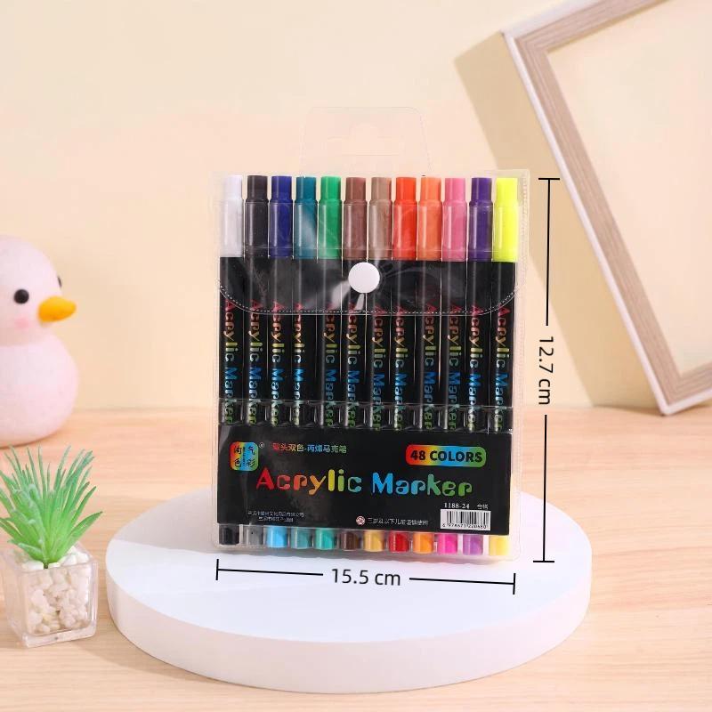 120 Colors Dual Tip Acrylic Paint for Canvas Perfect Choice for Detailed Drawing Work