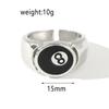 Punk Billiards Number Black 8 Ball Rings Metal Alloy Opening Adjustable Rings Fashion Hip Hop Rock For Women Men Jewelry Gift