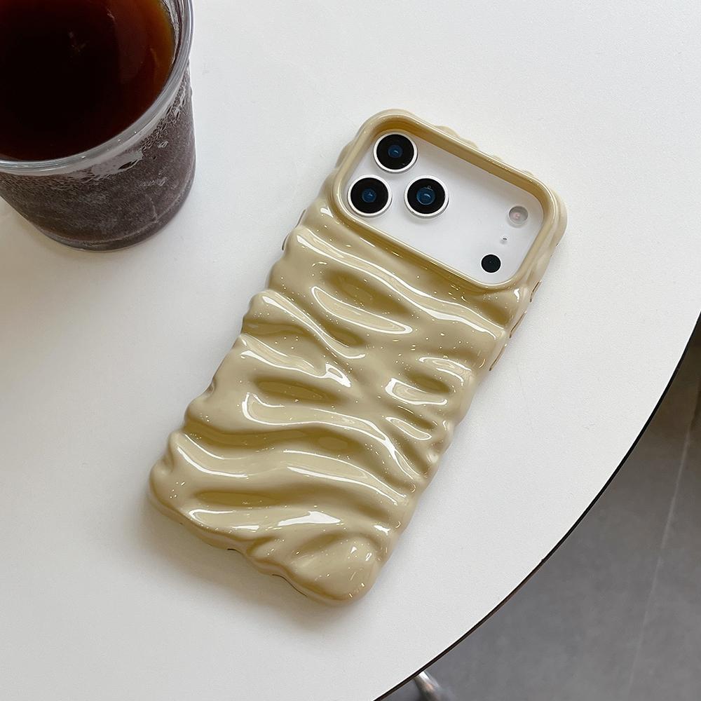 

Glossy Solid Color 3D Cream Pattern Phone Case For iPhone 17 Air 16 15 14 13 Pro Max Soft Shockproof Silicone Cover Girls iPhone Air