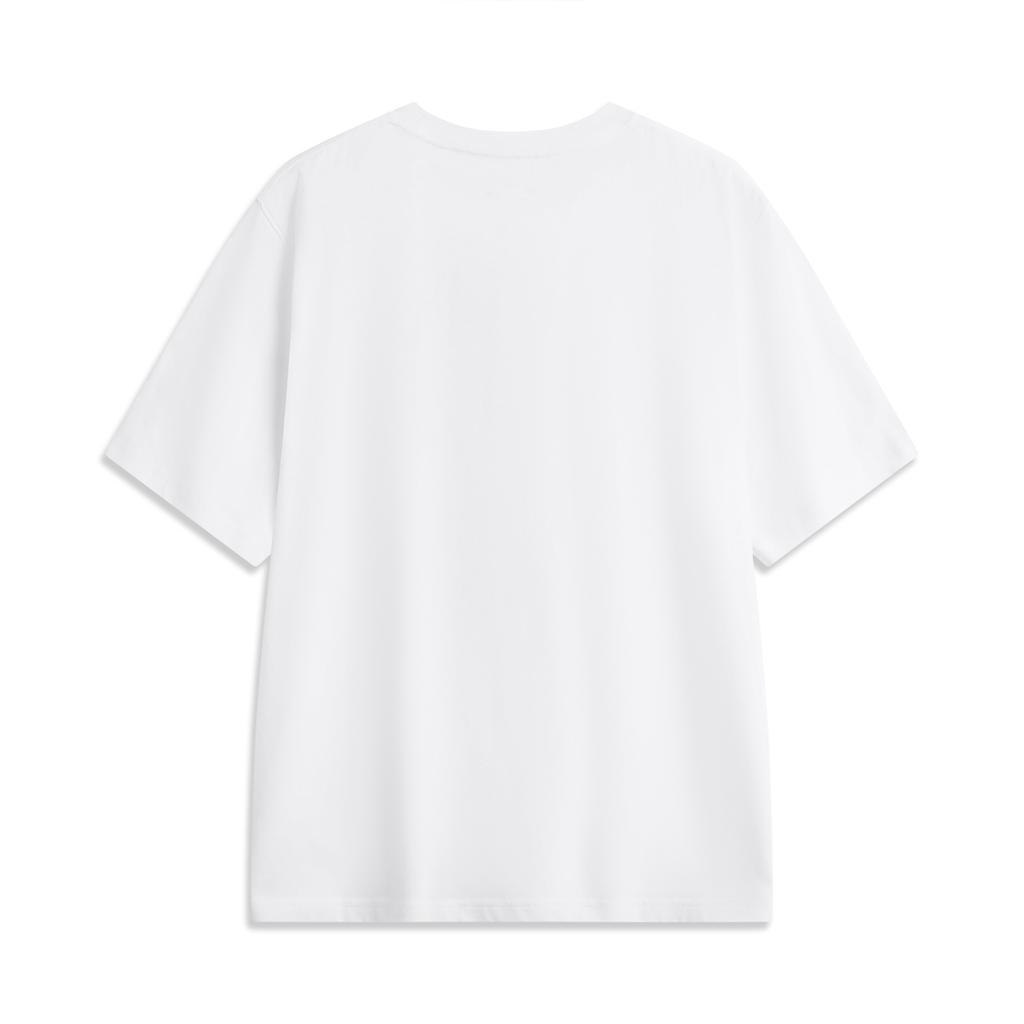 Li Ning Panda T-Shirt With Brand Logo Round Neck Knitted Sports Casual Short Sleeve Unisex Tops White AHSUF11-2