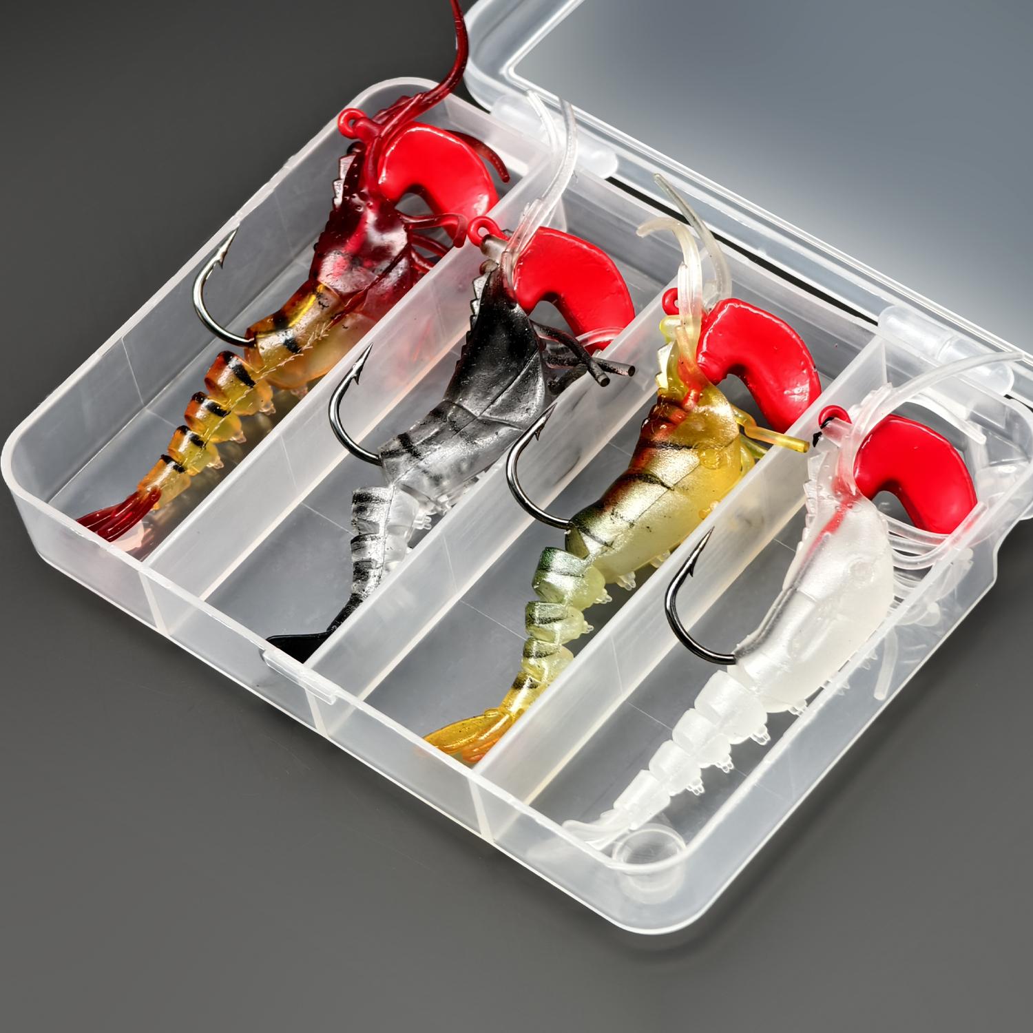 

4 шт. Мягкие приманки для креветок Рыбалка Светящиеся Приманки для креветок Набор Рыболовные приманки с Острыми Крючками для Пресной Воды Соленой Воды Песка