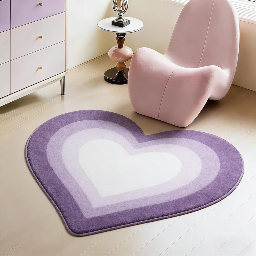 Heart Shape Living Room Decoration Carpet Thick Plush Lounge Floor Mat Fluffy Soft Cloakroom Rug Gradient Color Rugs for Bedroom