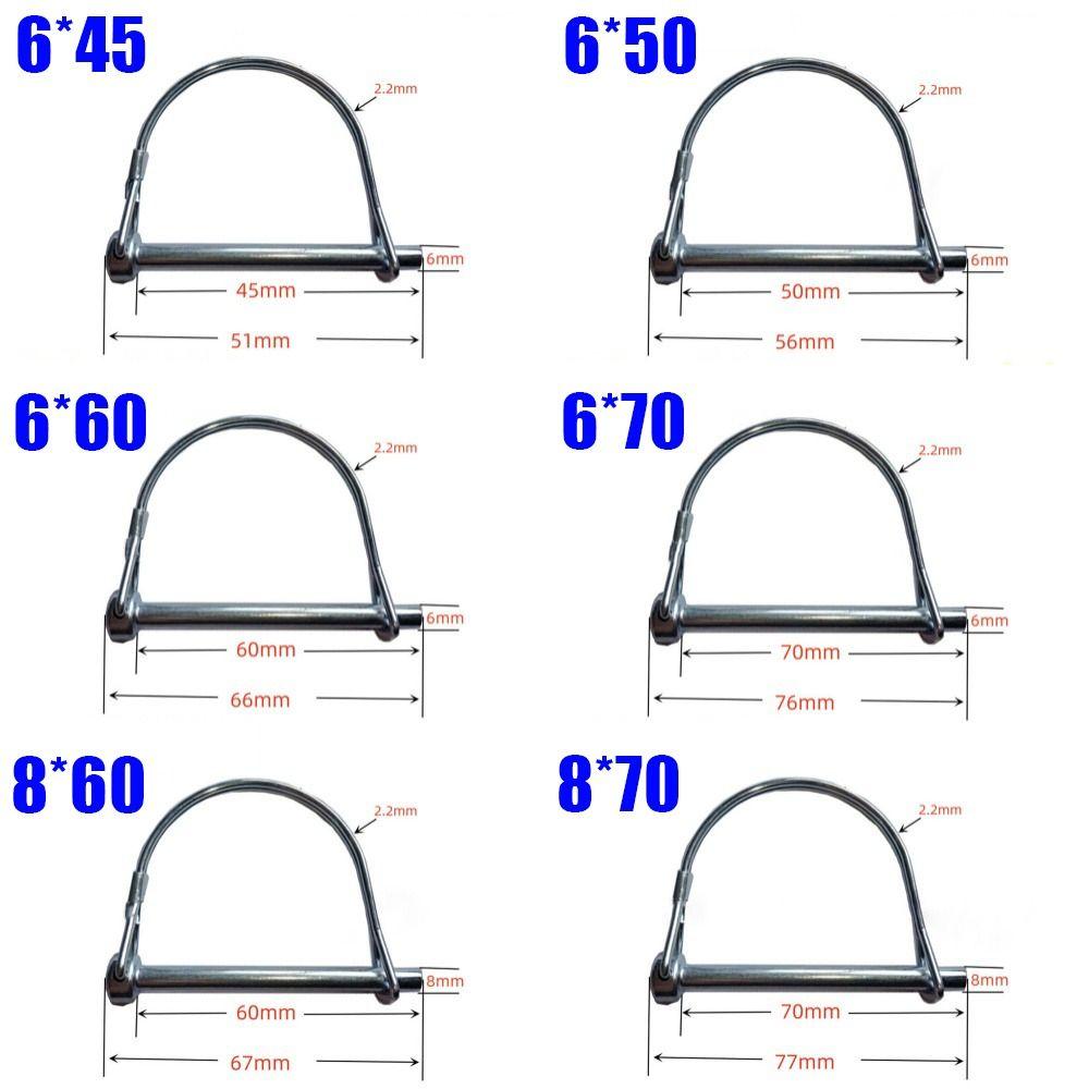 2 stk Galvaniserte låsepinner med fjærlåsring Splittet spennstift Slitesterk rørformet sammenleggbar pin
