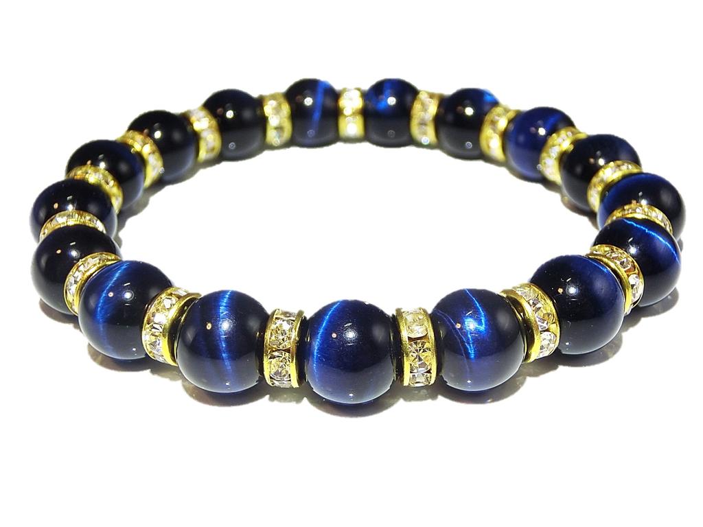 Kanoishi Stone for Your Blue Tiger Eye Power Stone Bracelet for Gold Natural AAA Medium 16cm [Success Wrist!] Women, [Purification Set, Pebbles,
