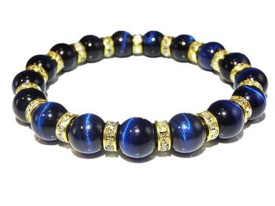 Kanoishi Stone for Your Blue Tiger Eye Power Stone Bracelet for Gold Natural AAA Medium 16cm [Success Wrist!] Women, [Purification Set, Pebbles,