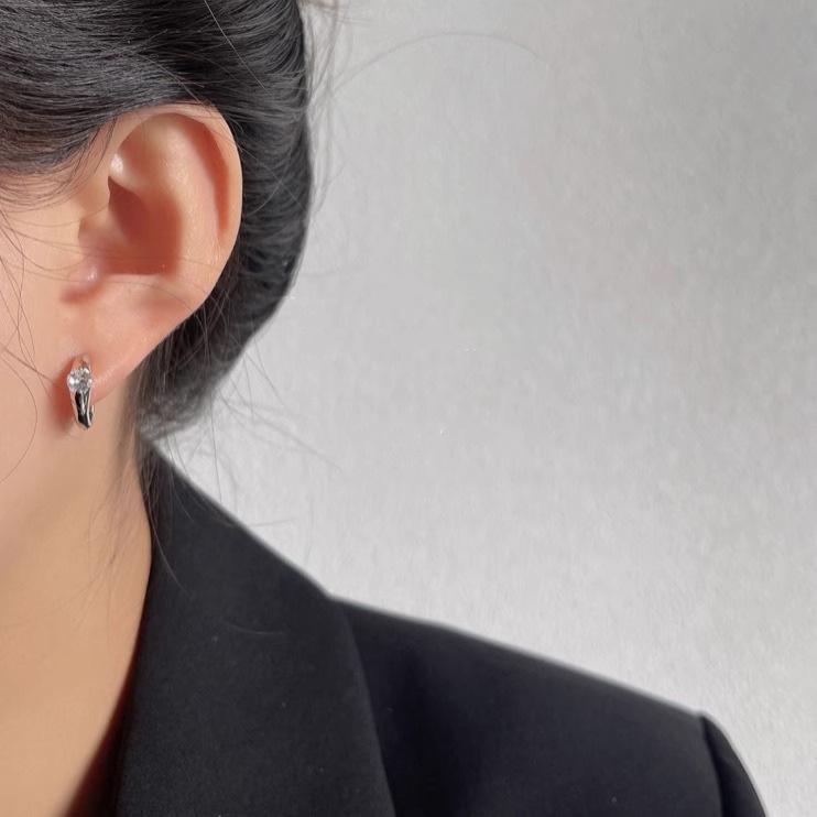 Geometric Micro-set Zircon Earrings Female Heavy Simple Earrings Personality Commuting Earrings Affordable Dainty Earrings Durable Alloy Daily Wear