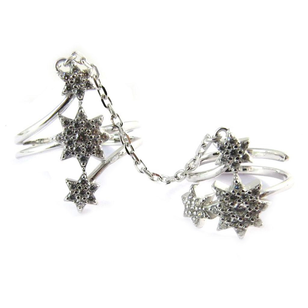 Plural Silver Ring 'Stars' White (rhodium)