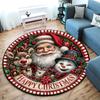 Cute Christmas Day Gift Bell Santa Claus Snowman Christmas Tree round rug Home Soft Decorative Anti slip Chair Mat Carpet Outdoor Floor Mat Carpet 52