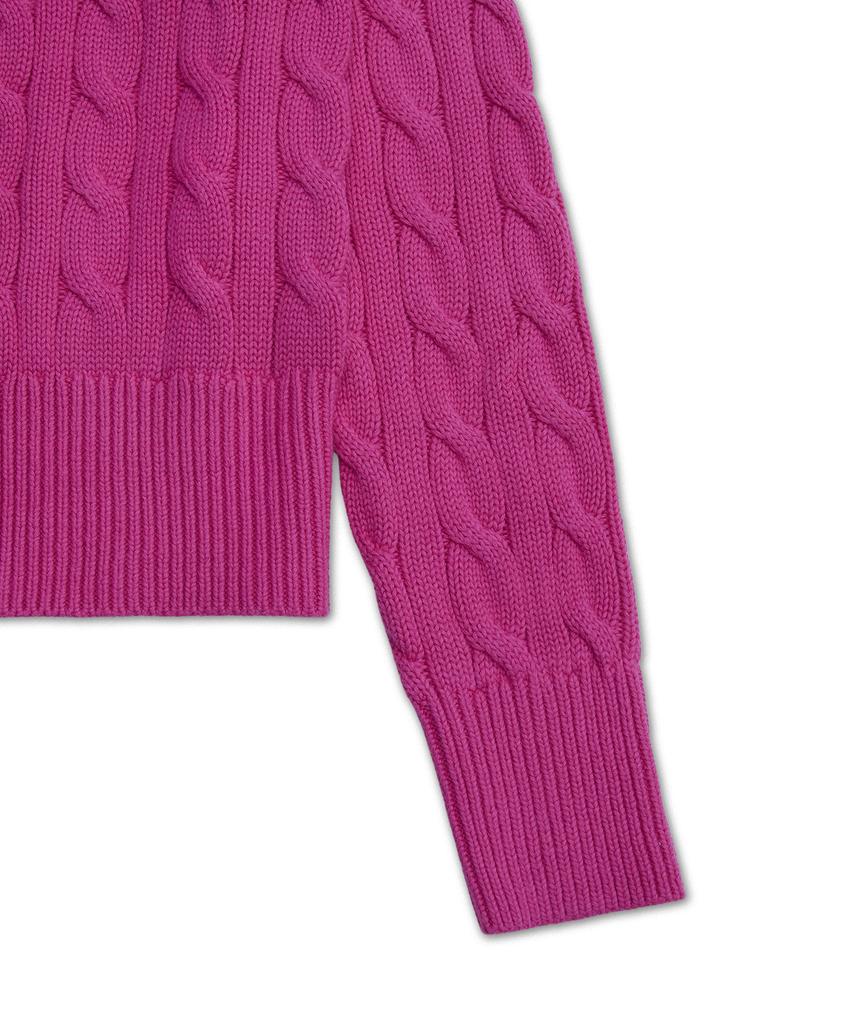 Polo Ralph Lauren Cable Knit Cotton Crew Neck Cardigan - Pink