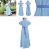 Enchanting Fairytale Peter Pan Wendy Darling Blue Dress With Bow And Headwear