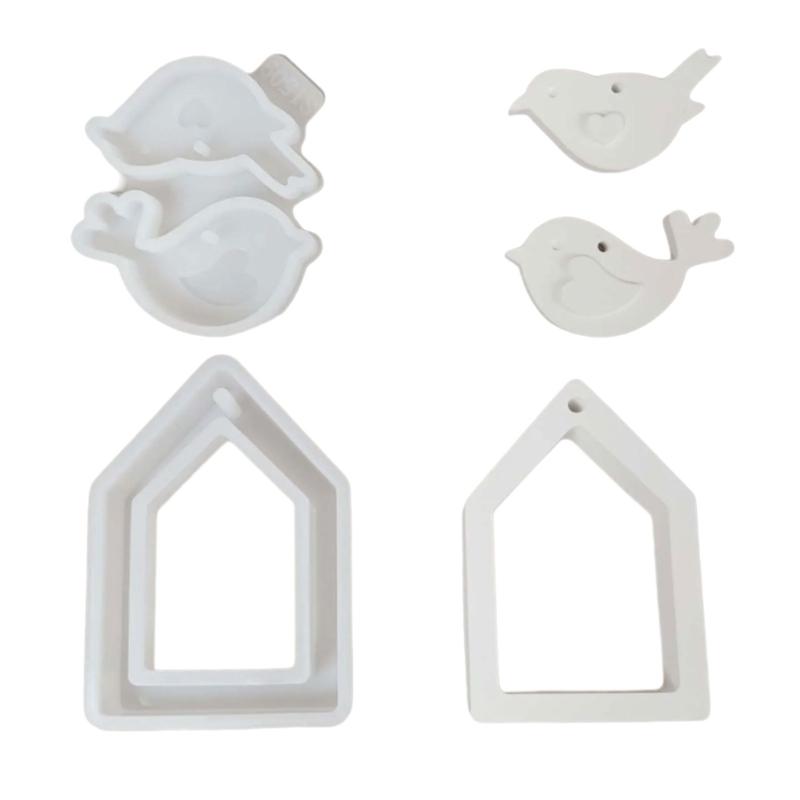 

2 шт. Формы для домиков с птицами, литьевые формы, силиконовые формы, формы для подвесок в виде птиц, формы для гипса, формы для эпоксидной смолы для изготовления поделок 1
