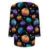 Women's Halloween Print Shirt 3/4 Sleeve Round Neck Loose Fit Casual Blouse Top Comfortable Everyday Wear