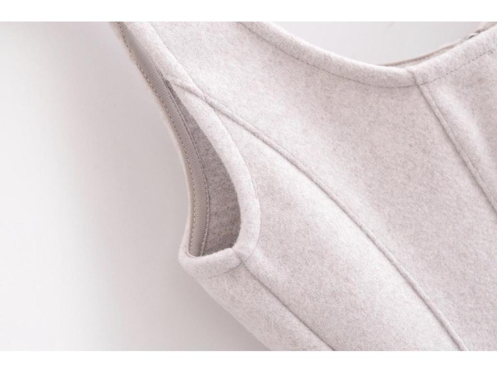 Spring 2025 Women's European & American Style Zipper Shoulder Strap Square Neck Slim-fit Top