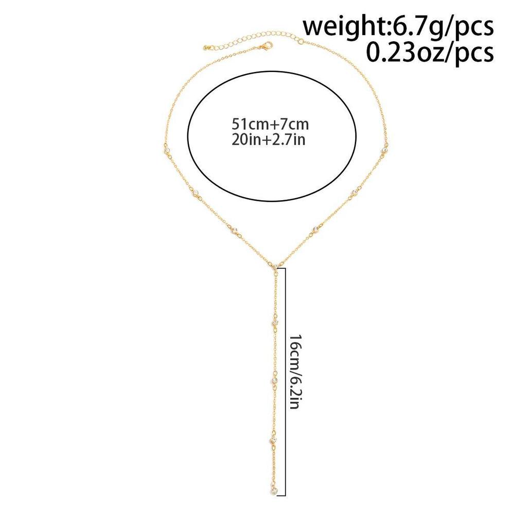 Salircon Minimalism Rhinestone Long Tassel Necklace Women Vintage Chest Thin Chain Female Adjustable Chain Party Jewelry Gifts