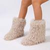 Furry Faux Fur Boots for Women Fuzzy Fluffy Mid Calf Snow Boots Winter Suede Warm Fur Lined Booties Flat Boots Women's Casual Ankle Booties Shoes