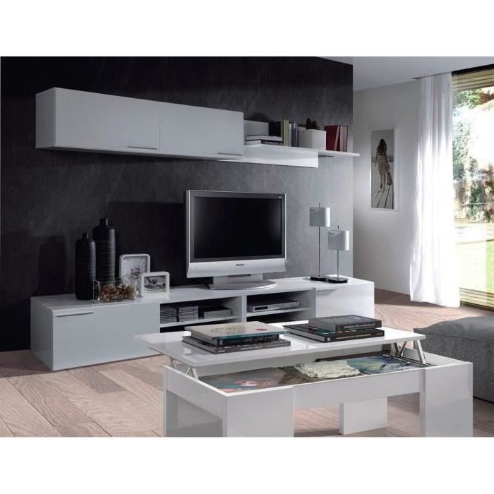 KENDRA Table Basse transformable, plateau relevable - Blanc