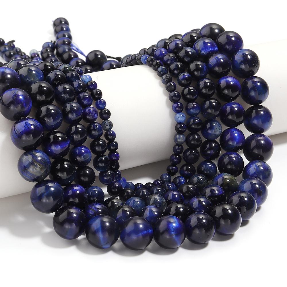 4 6 8 10 12mm Natural Stone Lapis Lazuli Tiger Eye Beads Round Loose Beads For Jewelry Making DIY Bracelets Necklace Accessories