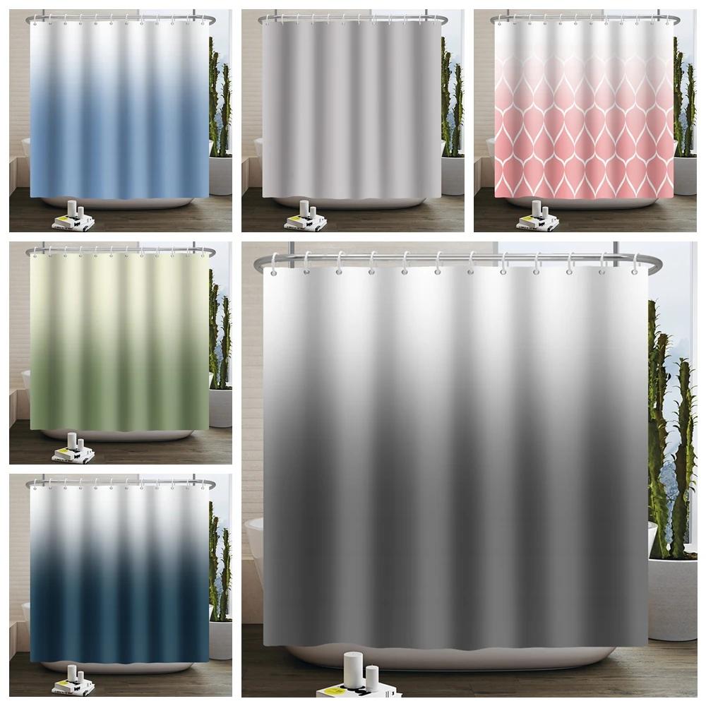 Textile Article Light Solid Color Ombre Shower Curtain For Bathroom Gradient Textured Modern Abstract Elegant Chic Waterproof Shower Curtain With Hook