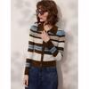 Gestreifter Strick-Cardigan mit Revers für Damen