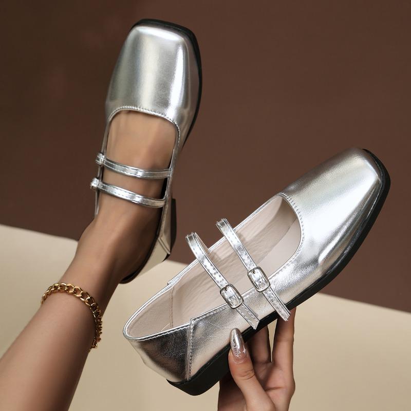 Fashion 2024 New Women Shoes Retro Flat Heeled Ballet Shoes for Woman Square Toe Cross Strap Mary Jane Red Single Shoes Zapatos De Mujer