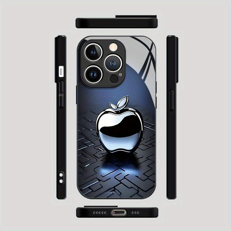 Metal Technology For Apple Pattern Glass Material Phone Case For iPhone 17 16 15 14 13 12 11 Pro Max Plus 16E 17Air XS X Cover