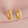 Classic Pave Circle Huggie Hoop Earrings - 925 Sterling Silver Yellow Plated
