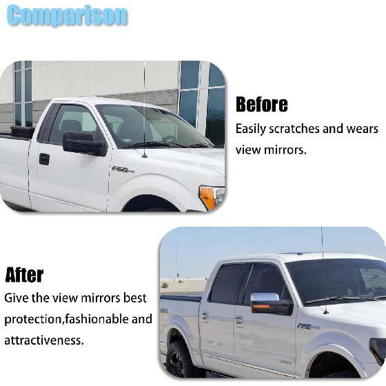 AUCERAMIC Chrome Plated Mirror Covers Caps Compatible With 2009-2014 Ford F150 2 Door 4 Door Side View Mirror Back Cover Cap Overlay