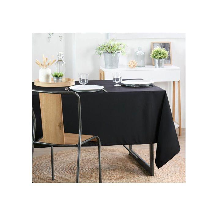 Nappe rectangulaire - Polyester - 145 x 200 cm - Noir - Lavable en machine