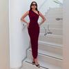 European and American Women's Clothing Spring and Summer New Diagonal Neck Sleeveless Dress Temperament Slim Hip Wrap Dress