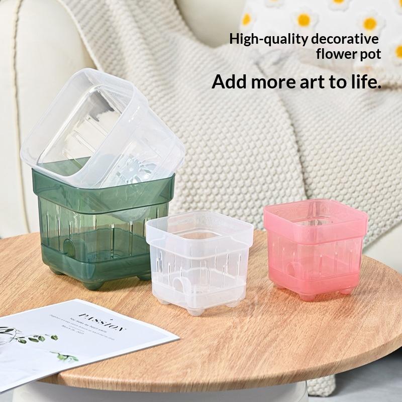 Square Root View Planter Pot Drainage Breathable Plastic Plant Holder for Home Indoor Garden Living Room Setups