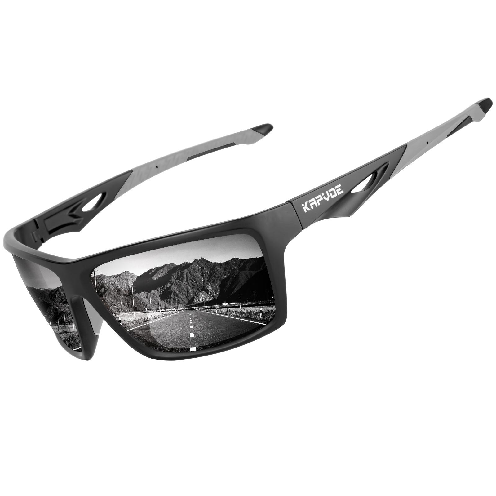 Kapvoe Polarized Sunglasses Fashion Outdoor Sports Uv400 Glasses Camping Fishing Goggles Hiking Running Glasses for Men Cycl Polarized lens