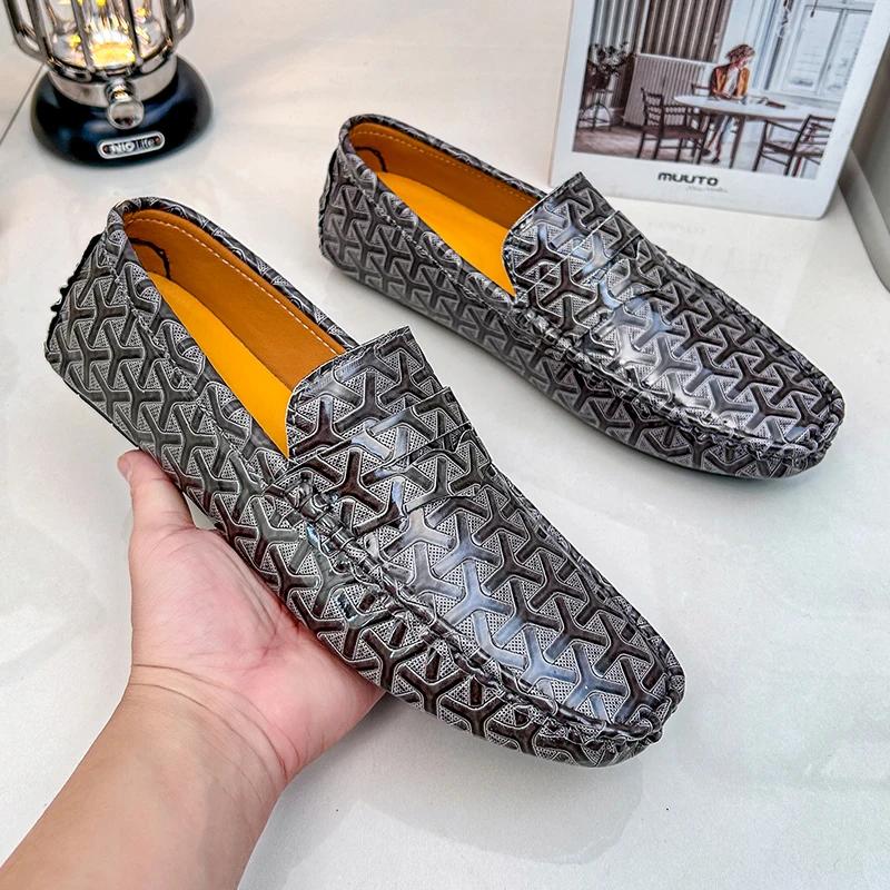 New Handmade Loafers for Men Casual Leather Shoes Mens Loafers Moccasins Breathable Slip on Big Size 48 Driving Shoes for Men